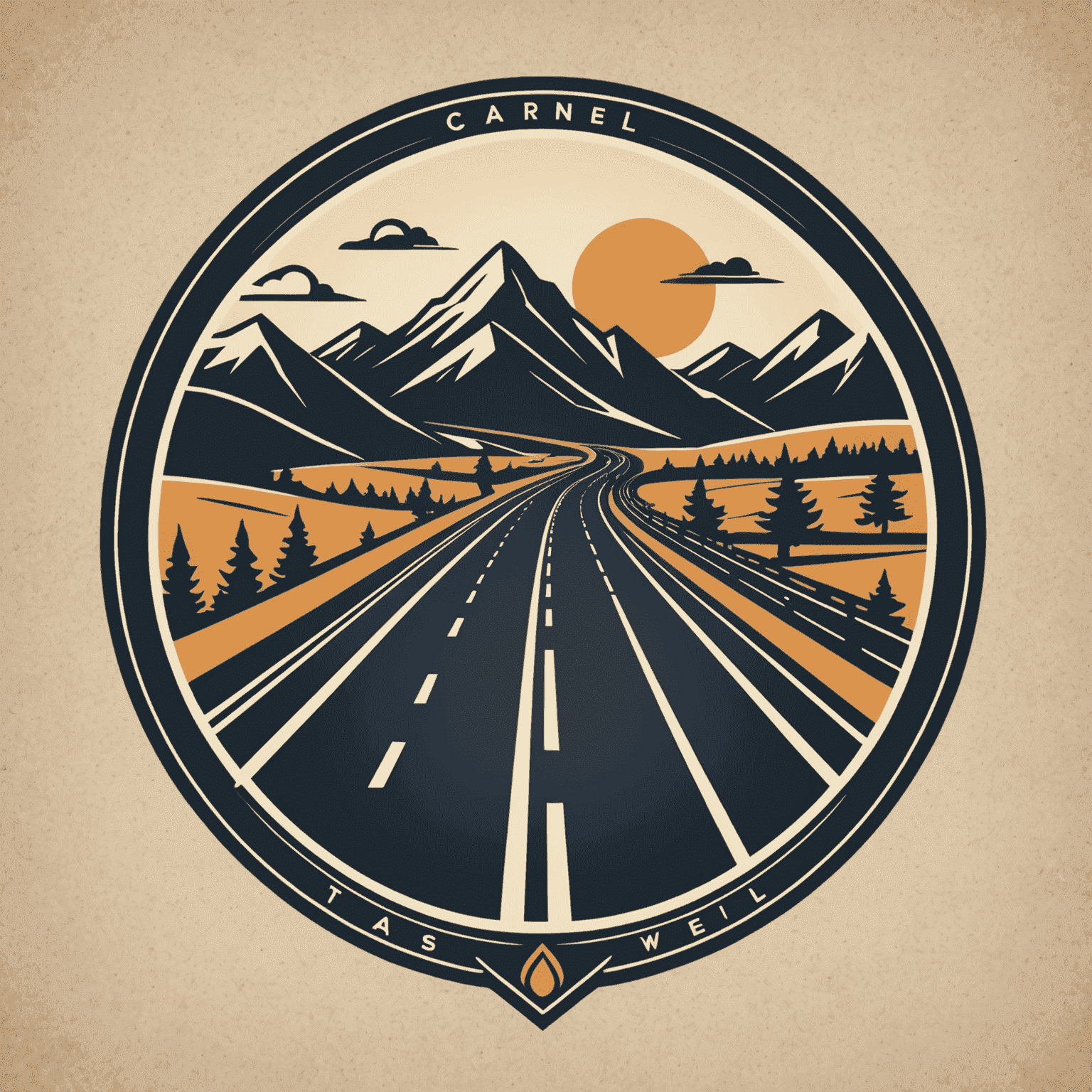 RoadTransTravel logo featuring a stylized road and travel elements