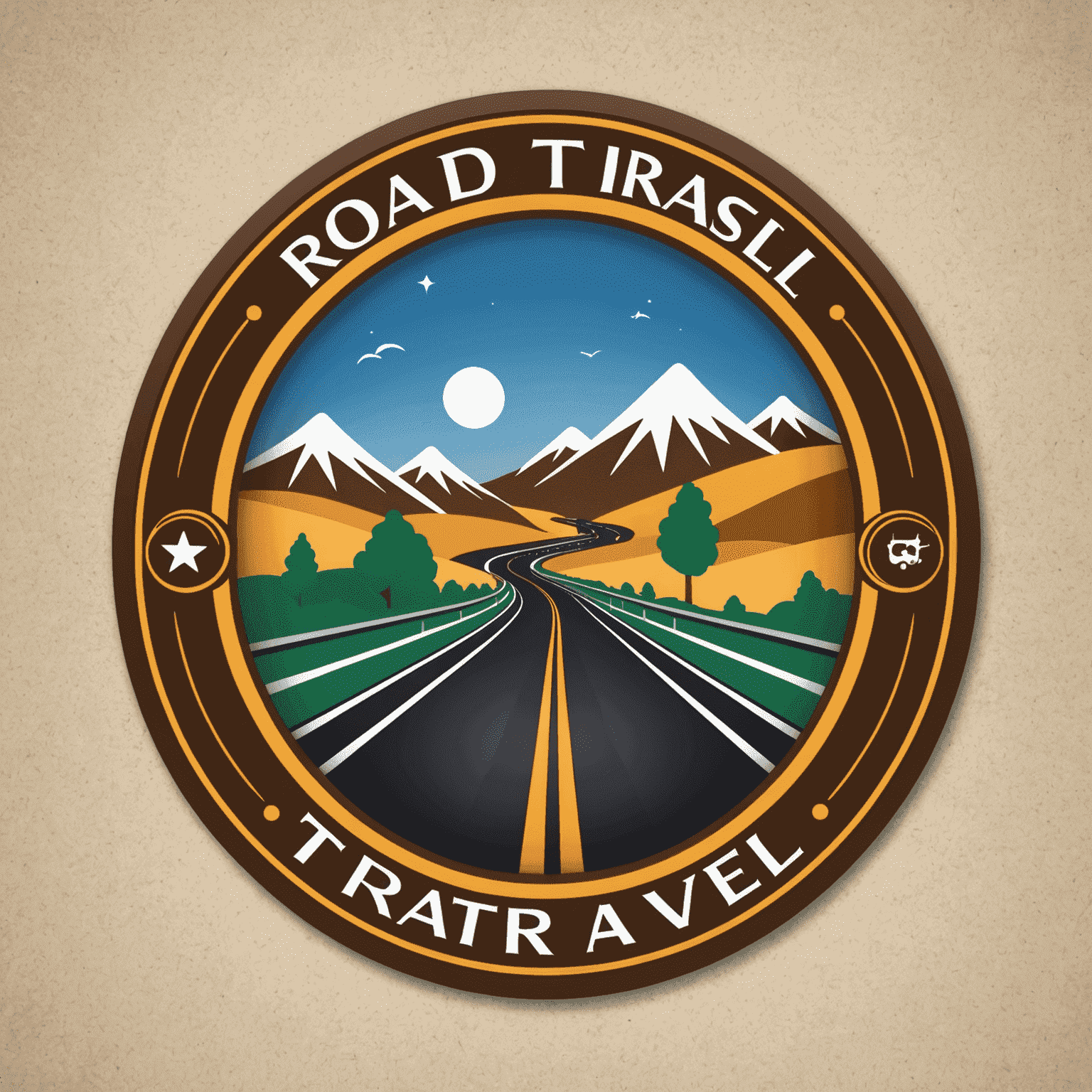 RoadTransTravel logo featuring a stylized road and travel elements