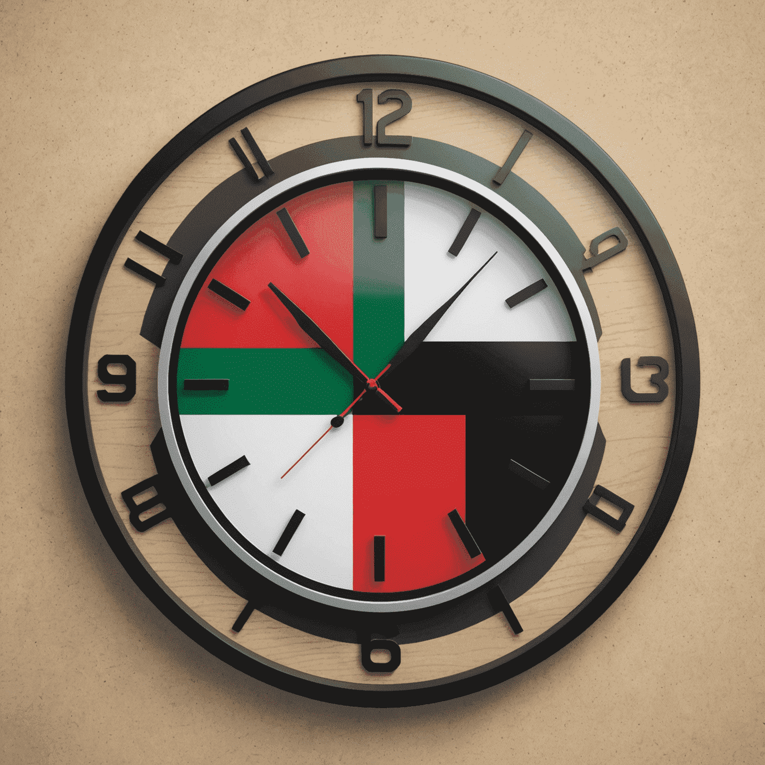 A clock showing 24 hours with UAE flag in the background, symbolizing round-the-clock account top-up services